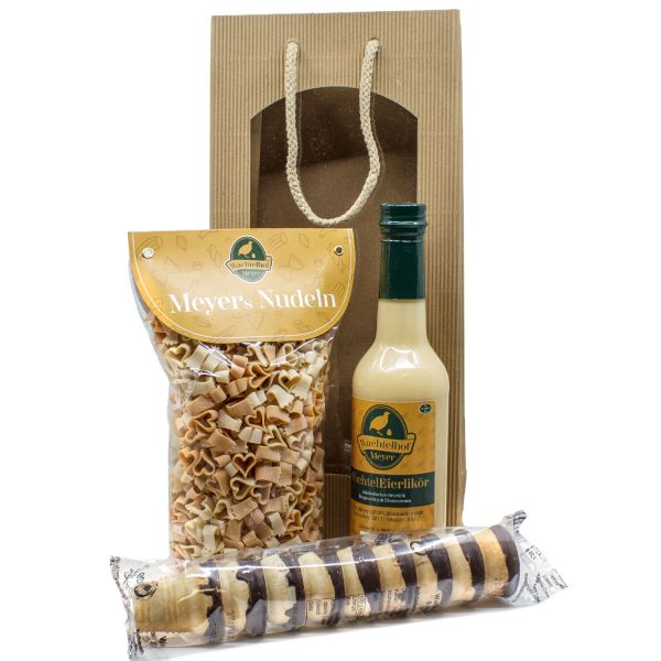 Wachteleier-Genuss-Set – Likör, Herznudeln und Likör-Waffelbecher